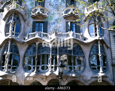 Casa Batllo, Barcelona, 1904-1906. Exterior detail of the balconies. Architect: Antoni Gaudi Stock Photo