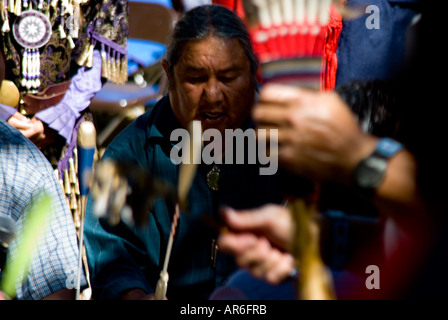 Scenes from the New Mexico State Fair including Native American Pow Wow dance rituals Stock Photo