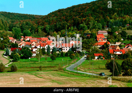 A village in the Thuringian woods, Germany Stock Photo