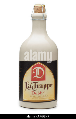 La trappe dubbel  ale stone cork Bottle conditioned micro brewery glass brown recycle alcohol booze Beer ale barley malt hop Stock Photo