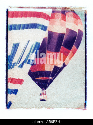 Polaroid Transfer - Hot air balloons. Stock Photo