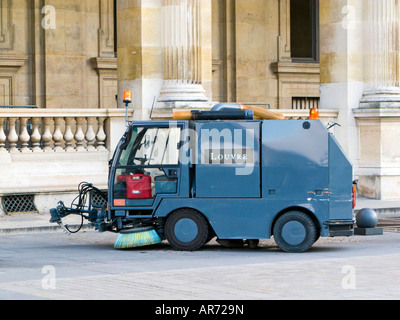 Small branded cleaning van in the courtyard of The Louvre Museum Paris France Europe Stock Photo