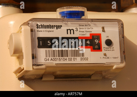 Gas meter showing gas usage in cubic metres Stock Photo