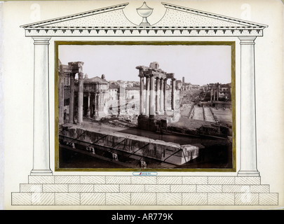 Art 1890 1900 european landscape Roman Forum ancient ruins looking to the Colisseum Rome Italy Europe Forum Romanum Stock Photo