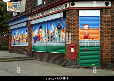 art mural on shop shutters Stock Photo