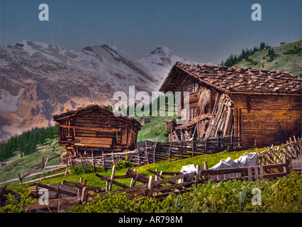 Swiss dwelling, Muerren, Bernese Oberland, Switzerland Stock Photo