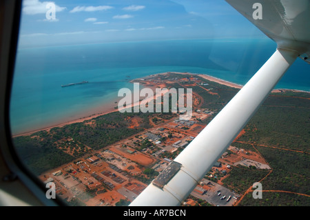 Aerial view from light plane flying over Broome Kimberley region Western Australia No PR Stock Photo