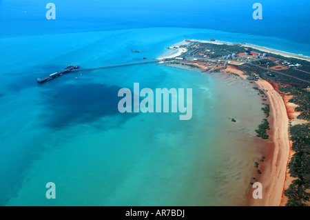 Jetty and port of Broome Kimberley region Western Australia Aerial view December 2007 No PR Stock Photo