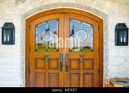 Clubhouse Front Doors at Whistling Straits Golf Course, Kohler, Wisconsin, USA Stock Photo