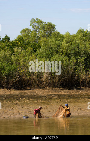 Traditional fishing in the Morondava river, Morondava, Madagascar Stock Photo