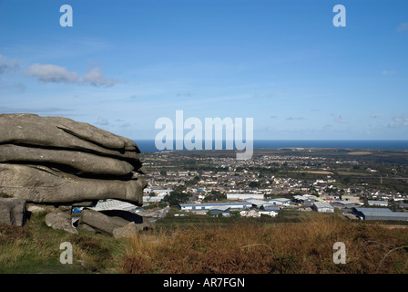 View north to the sea from Carn Brea Cornwall Stock Photo