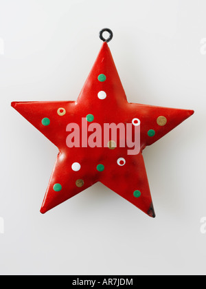 festive hand painted red  star Christmas decoration Stock Photo