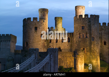 Conwy Castle Aberconwy Colwyn Wales at twilight Stock Photo