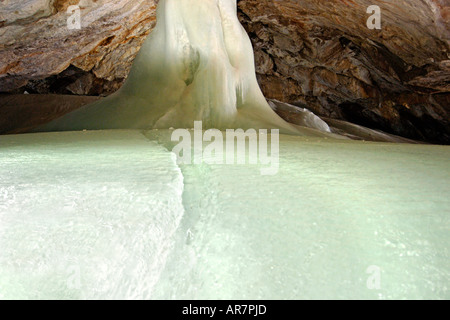 Interior of the Dobsinská Ladova Jaskyna Ice Cave in Slovakia. Stock Photo