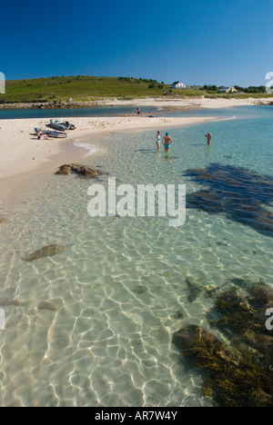 Swimming on St Agnes in the Scilly Isles England UK Stock Photo