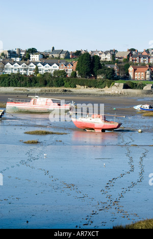 boat at low tide barry harbour barry island vale of glamorgan south wales Stock Photo