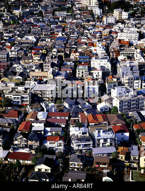 Densely-packed urban housing in central Tokyo. Stock Photo