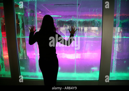 The Ice bar in the kube hotel in Paris The bar is made of Ice and kept at 10 degrees to keep the ice from melting Stock Photo