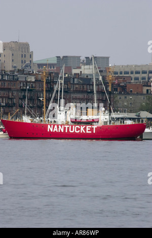 Nantucket Lightship WLV-612 docked in Boston Harbor Boston Massachusetts Stock Photo