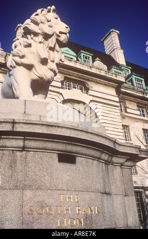 South Bank Lion by Westminster Bridge with London Eye in the background ...