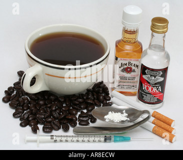 Nicotine alcohol and caffeine hi-res stock photography and images