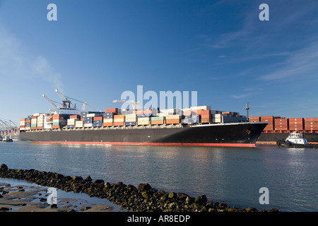 Container ship entering Port of Oakland, California Stock Photo