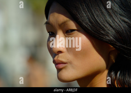 Portrait of young woman Mongolia Stock Photo