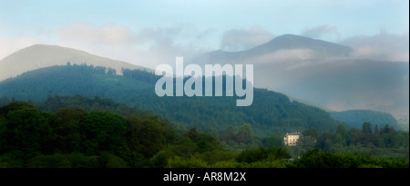 Hills and house overlooking Derwentwater and Keswick in the Lake District England Stock Photo