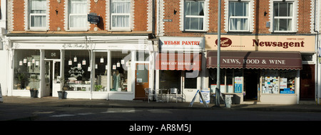 Row of shops in small town Stock Photo