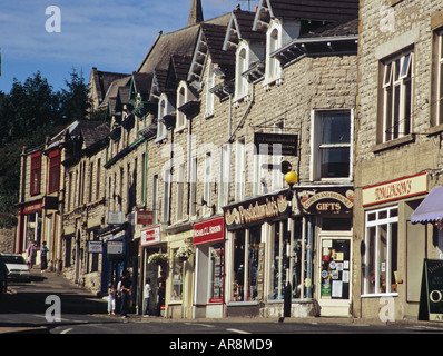 Shops on the high street of Grange over Sands in Cumbria Stock Photo