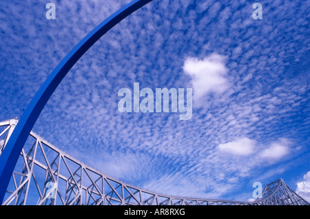 Abstract of Story Bridge and sculpture with cloud formation, Brisbane, Queensland, Australia Stock Photo