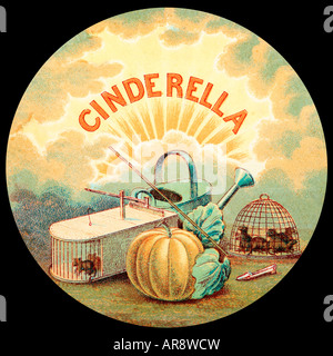 Old Glass Lantern Slide of Story of Cinderella Stock Photo