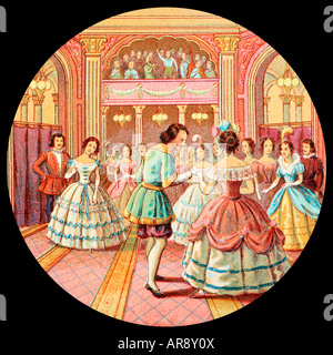 Old Glass Lantern Slide of Story of Cinderella. At The Ball. Stock Photo