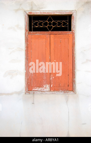 Window to a buddhist monk's accommodation at Wat Phra Thong on Phuket Island, Thailand, Asia Stock Photo
