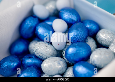 Foil covered chocolate easter eggs Stock Photo