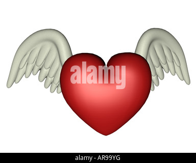 Heart with wings as a symbol of love