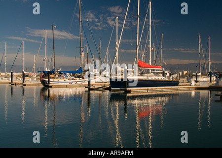 Mexico Nayarit La Cruz de Huanacaxtle sail boats docked at Marina Riviera Banderas Bay Pacific Ocean near Puerto Vallarta Stock Photo