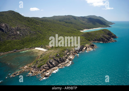 Little Turtle Bay left and Turtle Bay right near Cairns North Queensland Australia aerial Stock Photo