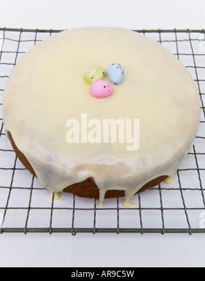 Home made sponge and iced Easter cake Stock Photo