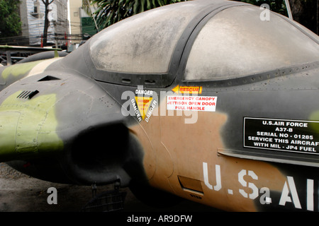 Closeup US A-37B Dragonfly  Fighter Jet in War Remnants Museum in Ho Chi Minh City, Vietnam Stock Photo