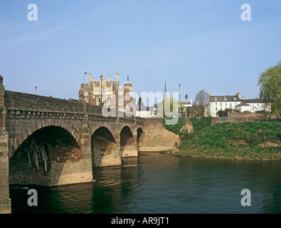 MONMOUTH GWENT WALES UK April Looking across the River Wye to this lovely market town Stock Photo