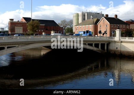 River Mersey and Bridge Foot Warrington Cheshire England UK Stock Photo