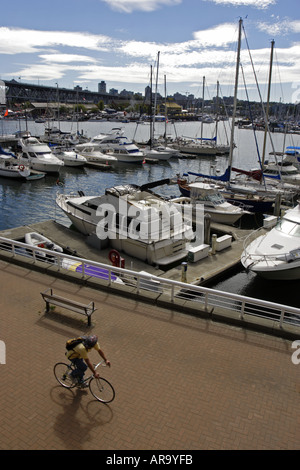 Aerial View of False Creek and Downtown Vancouver City on Ocean Coast ...