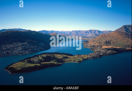 Lake Wakatipu and Queenstown aerial view, New Zealand Stock Photo - Alamy
