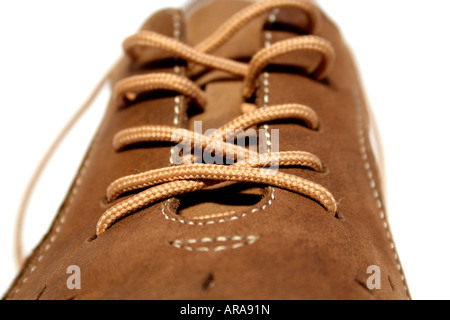 One brown shoe. Isolated on white Stock Photo
