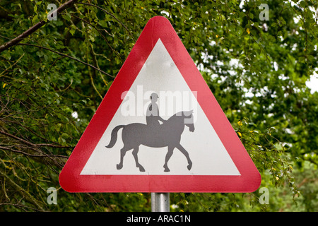 Horses and Riders road sign Stock Photo