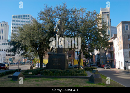 Statue of Jean Baptiste Le Moyne de Bienville New Orleans Louisiana USA Stock Photo