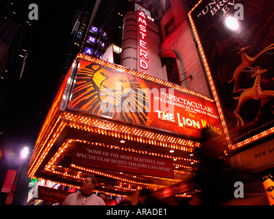 The New Amsterdam Theater in Times Square with the Disney hit musical ...