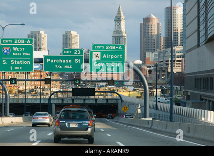 Driving into the controversial Big Dig Southeast Expressway tunnel in Boston Massachusetts Stock Photo