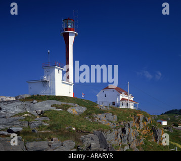 Beautiful and majestic Lighthouse Cape Forchu near Yarmouth in Nova Scotia; Canada Stock Photo